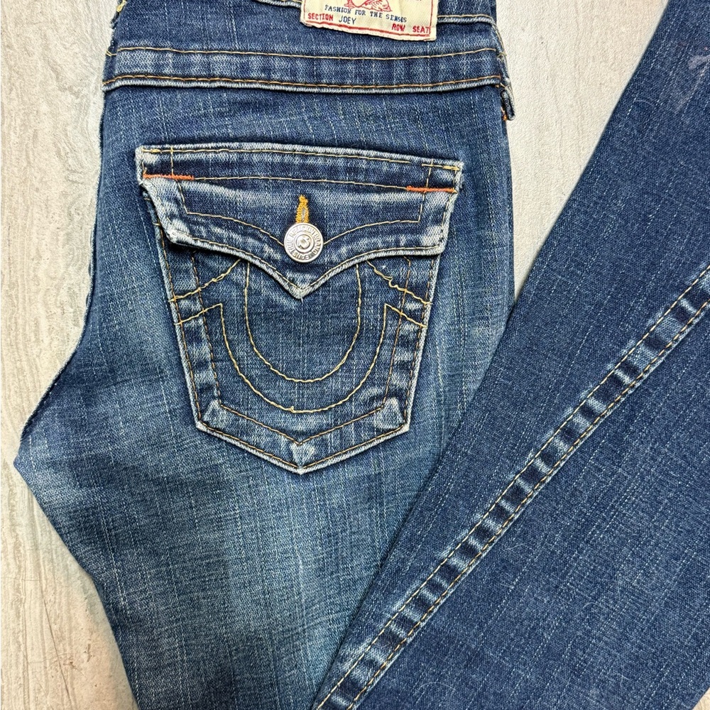 True Religion Blue Jeans with Distinctive Stitching